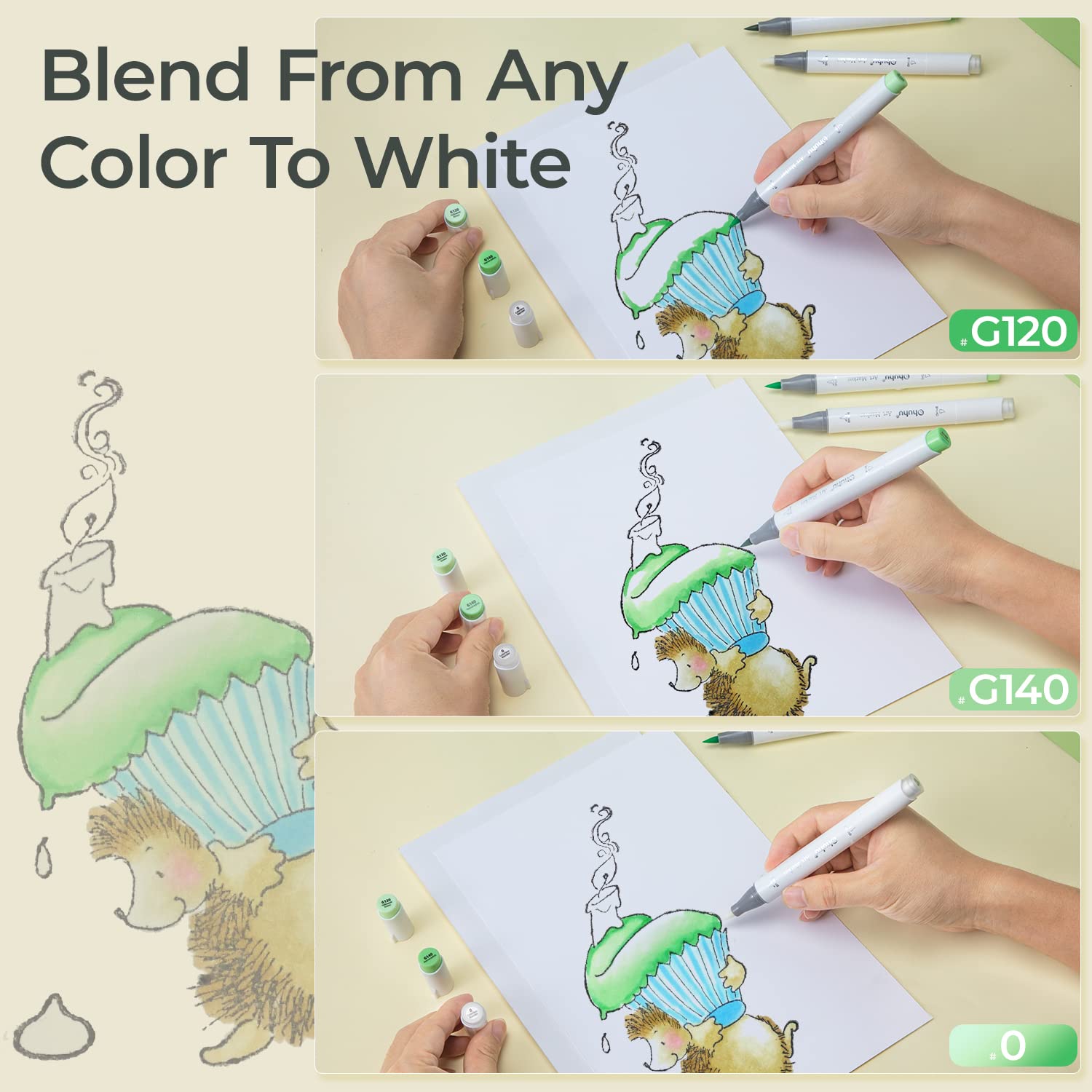 Ohuhu Honolulu Colorless Blend - Copic Marker Sketch review and price